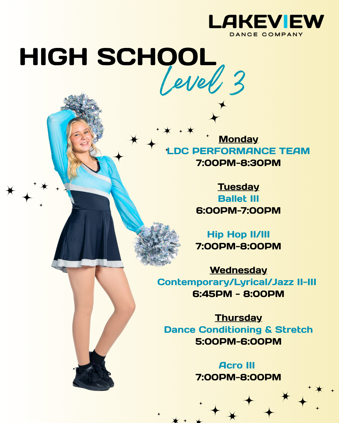 High school level 3 class schedule for the 2026-2027 season